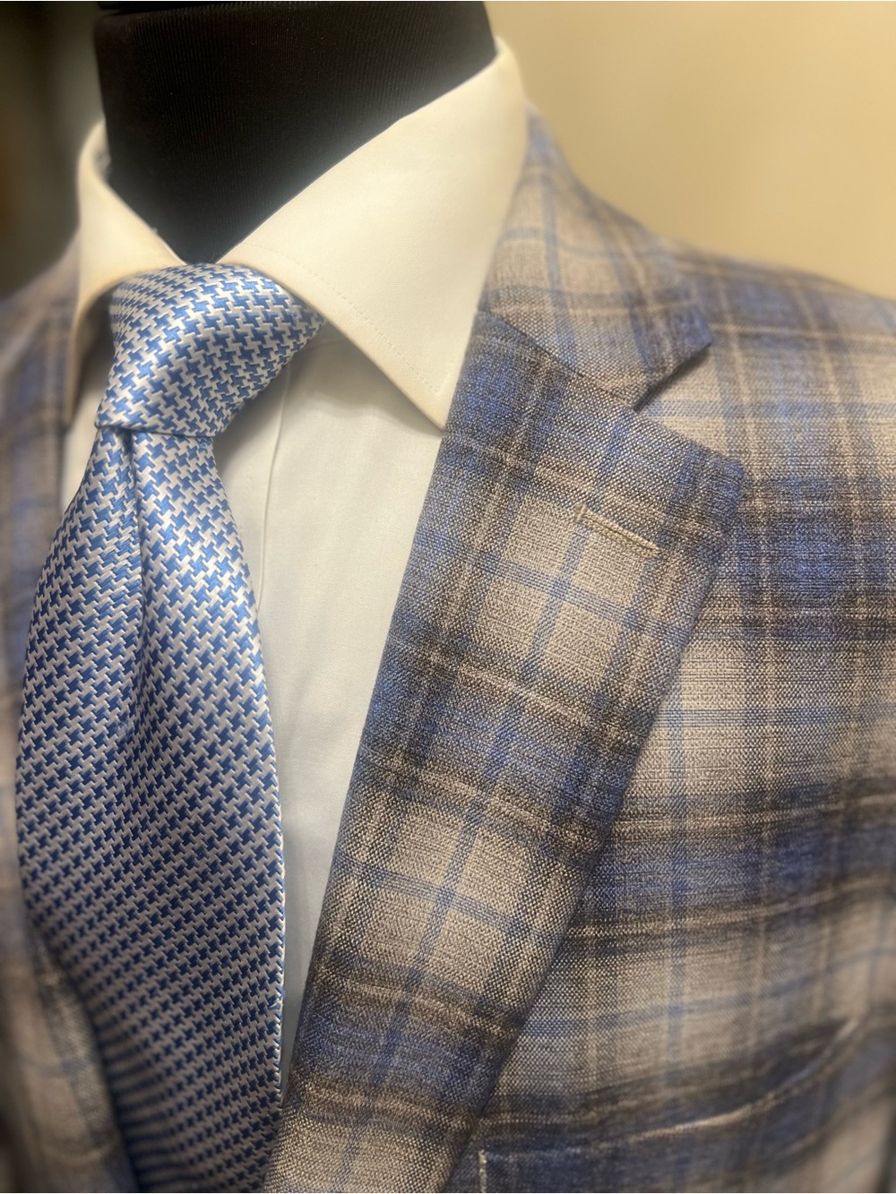 Ralph Lauren Light Blue and Gray Windowpane Sport Coat